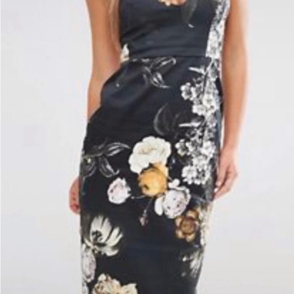 ASOS Moody Floral Sleeveless Pencil Midi Dress - Size 4 - EUC - Picture 8 of 8